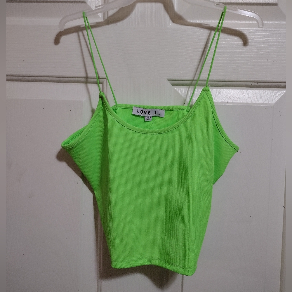 Love J Neon Lime 💚 Ribbed Cropped Tank Size Large 🆕
